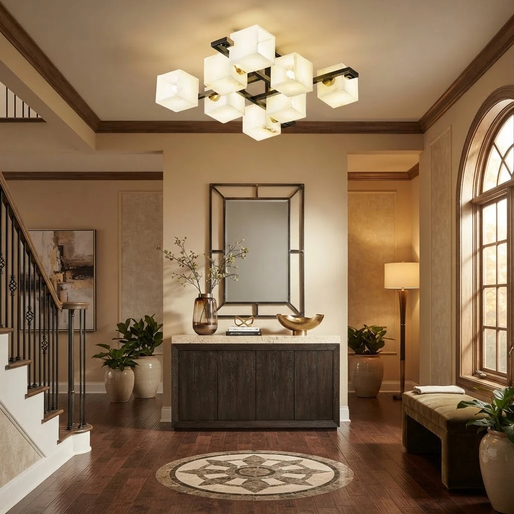 Modern Alabaster Ceiling Light in Designer Entryway Setting