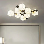 Modern Alabaster Flush Mount Light in Minimalist Bedroom Decor