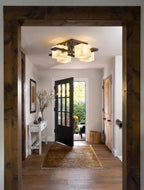 Modern Multi-Head Square Ceiling Light in Luxury Entryway Foyer