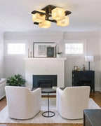 Modern Square Alabaster Ceiling Light in Contemporary Living Room