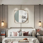 Modern Black Frame Alabaster Pendant Lights in Luxury Bedroom
