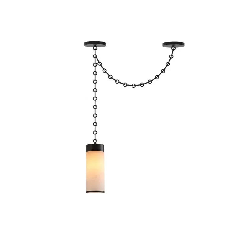 Modern Alabaster Cylinder Pendant Light with Hook Suspension