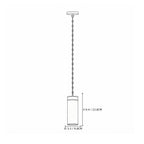 Modern Single Pendant Alabaster Cylinder Light Line Art Dimension Diagram