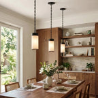 Modern Alabaster Cylinder Pendant Light in Dining Area Interior