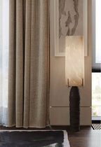 Modern Alabaster Cylinder Table Lamp in Master Bedroom Interior