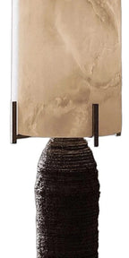 Close Up View of Alabaster Stone Natural Veins and Brass Holder Details