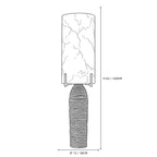 Modern Textured Black Base and Alabaster Cylinder Table Lamp Line Art Dimension Diagram
