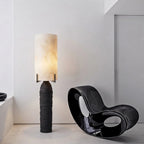 Modern Textured Black Base Table Lamp in Minimalist Interior Decor