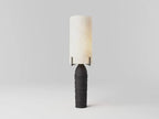 Modern Alabaster Cylinder Table Lamp Off State Studio Display on Pure White Background