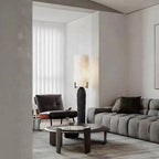 Modern Textured Black Base Table Lamp in Elegant Living Space