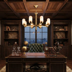 Modern Alabaster Cylinder Chandelier in Executive Office Setting