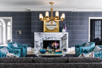 Modern Alabaster Cylinder Chandelier in Grand Living Room Setting