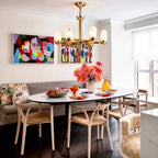 Modern Alabaster Cylinder Chandelier in Formal Dining Room