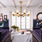 Modern Brass Chandelier in Sophisticated Living Space