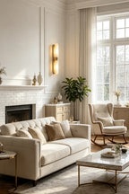 Modern Brass Alabaster Wall Sconce in Sophisticated Living Space