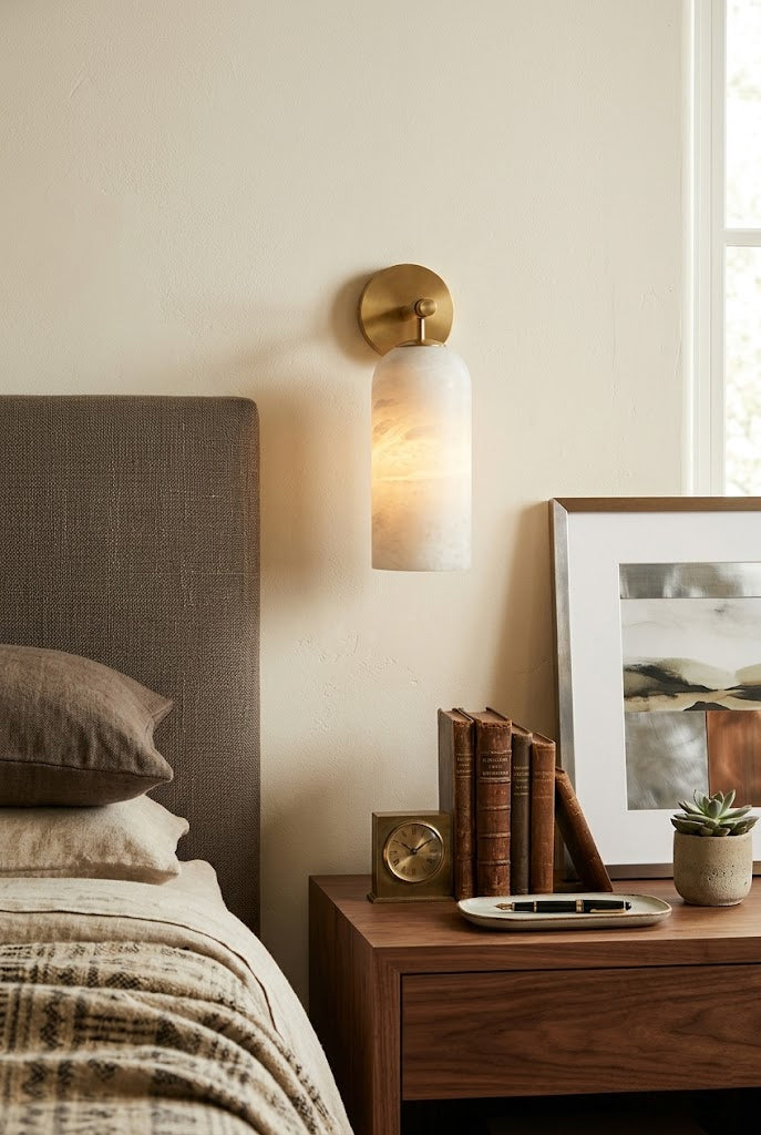 Alabaster Cylinder Wall Sconce
