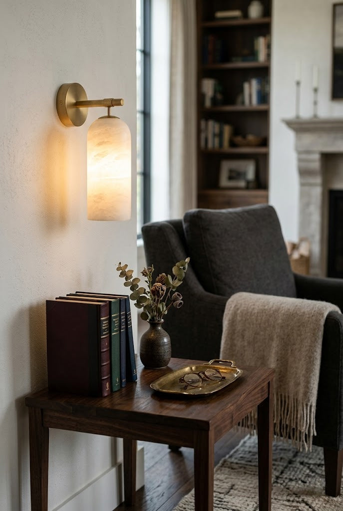 Alabaster Cylinder Wall Sconce