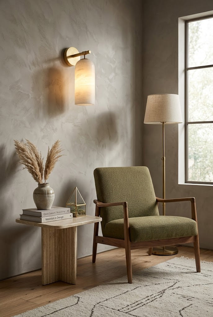 Alabaster Cylinder Wall Sconce