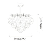 Modern Small Brass Globe Art Glass Chandelier Line Art Dimension Diagram