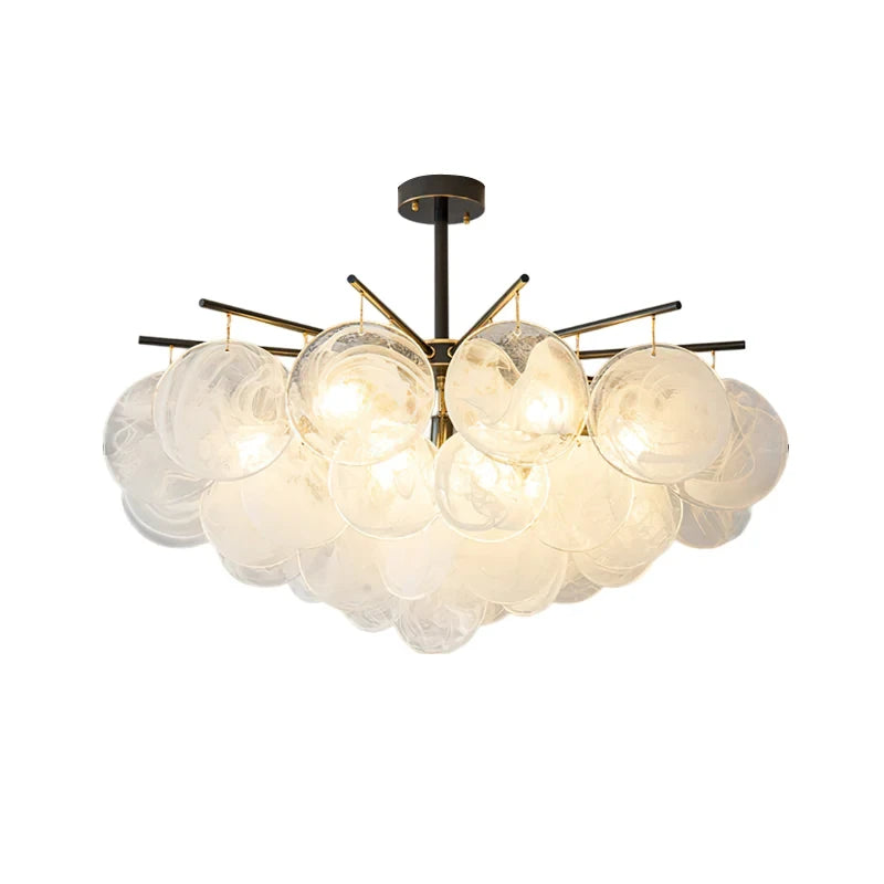 Illuminated Modern Multi-Tier Globe Art Glass Chandelier Studio Shot