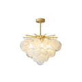 Illuminated Modern Medium Brass Globe Chandelier Studio Display