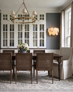Modern Alabaster Disc Wall Sconce in Formal Dining Room