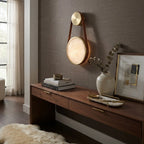 Modern Leather Strap Wall Sconce in Sophisticated Entryway Foyer