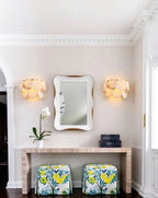 Modern Alabaster Disc Wall Sconce in Luxury Entryway Foyer