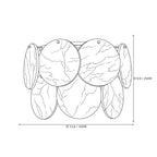 Modern Alabaster Disc Wall Sconce Line Art Dimension Diagram