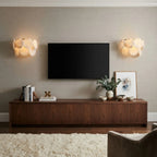Modern Alabaster Disc Wall Sconce in Designer Living Room Setting