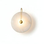 Illuminated Modern Brass Hook and Knob Marble Wall Sconce Studio Display
