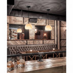 Modern Black Frame Alabaster Pendant Light in Elegant Dining Space