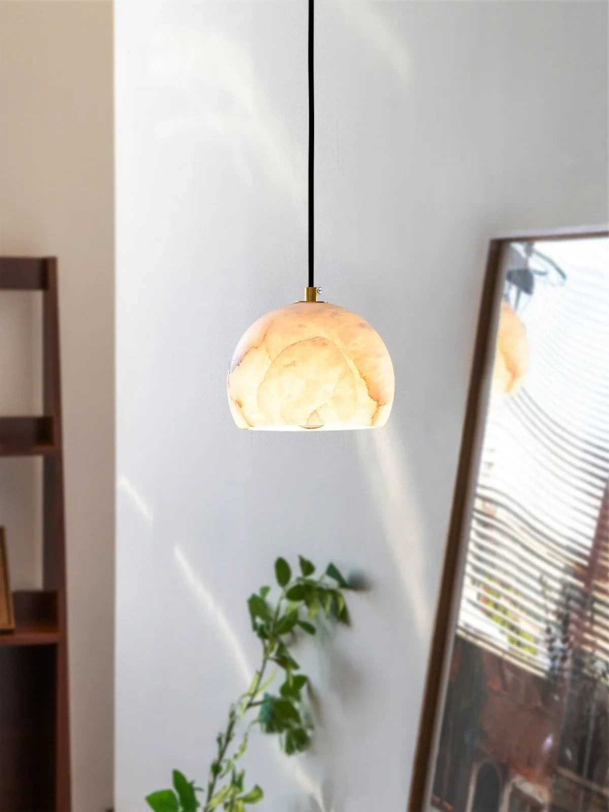 Modern Alabaster Pendant Light in Minimalist Interior Setting