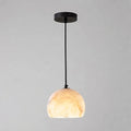 Modern Single Pendant Alabaster Half-Globe Light Studio Display