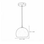 Modern Single Pendant Alabaster Half-Globe Light Line Art Dimension Diagram