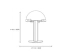 Modern Alabaster Dome Mushroom Table Lamp Line Art Dimension Diagram