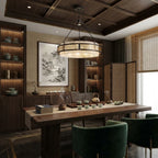 Modern Pierced Metal Band Chandelier in Executive Dining Space