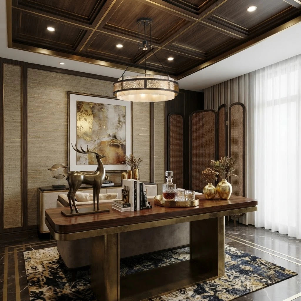 Modern Alabaster Cylinder Chandelier in Contemporary Interior Setting