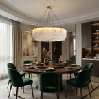 Modern Alabaster Drop Chandelier in Sophisticated Dining Room Setting