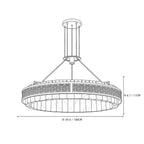 Modern Round Pierced Metal Band and Alabaster Cylinder Chandelier Line Art Dimension Diagram