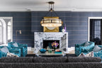 Modern Alabaster Cylinder Chandelier in Grand Living Room Setting