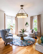 Modern Alabaster Cylinder Chandelier in Elegant Dining Space