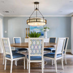 Modern Pierced Metal Band Chandelier in Formal Dining Room