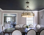Modern Alabaster Cylinder Chandelier in Luxury Entryway Foyer   