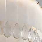 Close Up View of Bottom Crystal Drops and Alabaster Edge Texture Details
