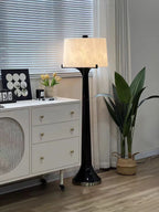 Modern Black Trumpet Base Floor Lamp in Bright Entryway Foyer