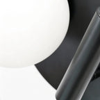 Close Up View of Spherical Glass Shade and Black Base Connection Details