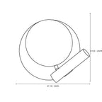 Modern Black Disc Base and Adjustable Spot Wall Sconce Line Art Dimension Diagram