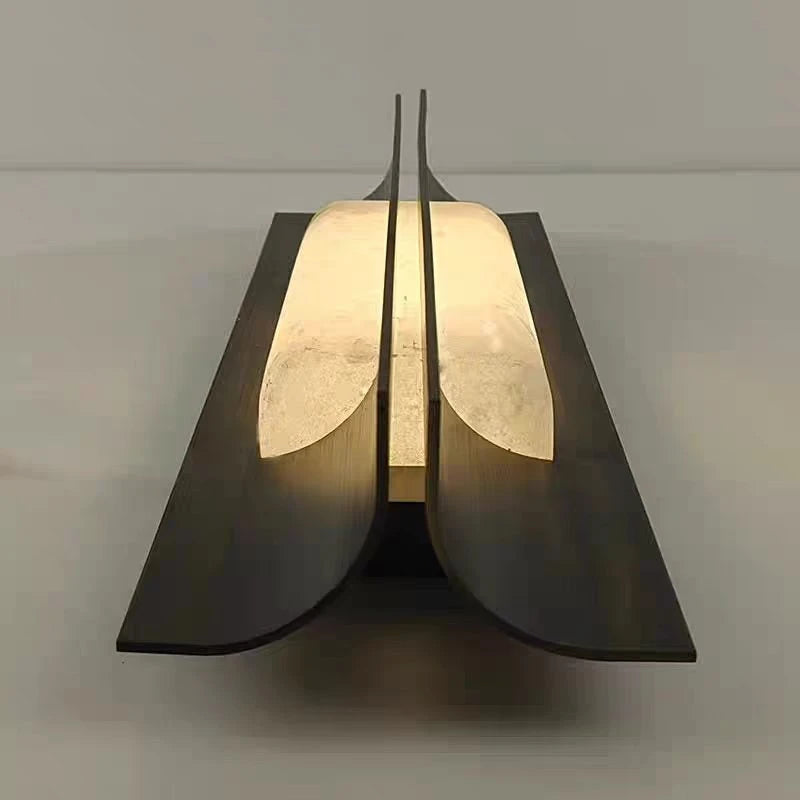 Illuminated Modern Alabaster Cylinder Wall Sconce Top View Studio Display