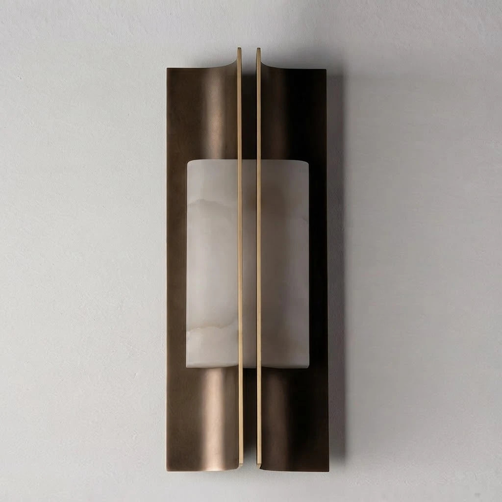 Illuminated Modern Dark Winged Base Wall Sconce Studio Shot on White Background